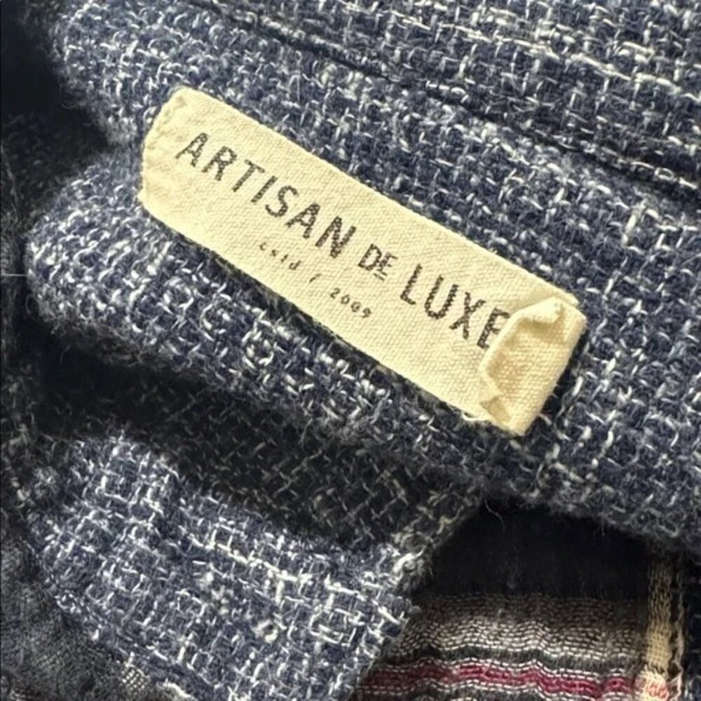 ANTHROPOLOGIE Artisan De Luxe Women L Button Shirt Flannel Plaid Mix Split Multi - Picture 7 of 7